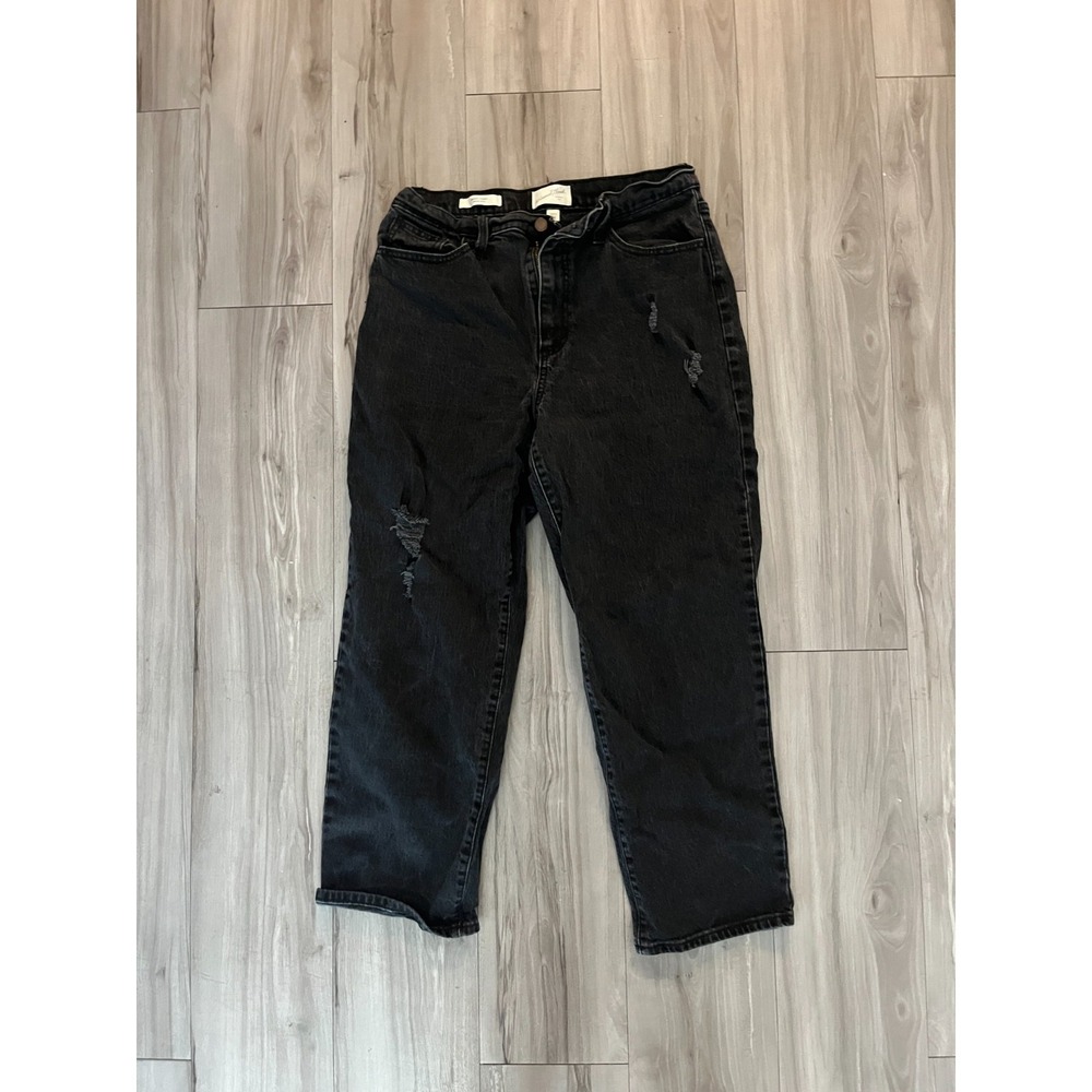 Universal Thread Vintage Straight Jeans‎ Womens 12x31 Black Denim Distressed